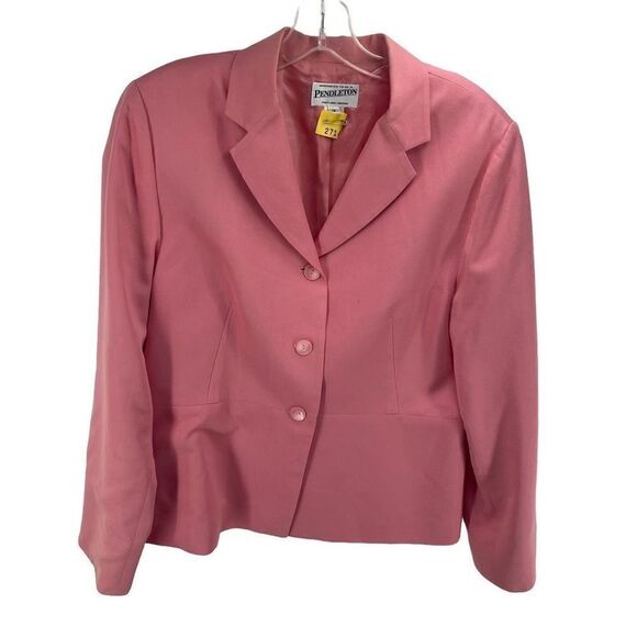 Pendleton Women's Three Button Blazer Coat Jacket Office Work Pink Size 12 - Picture 1 of 10